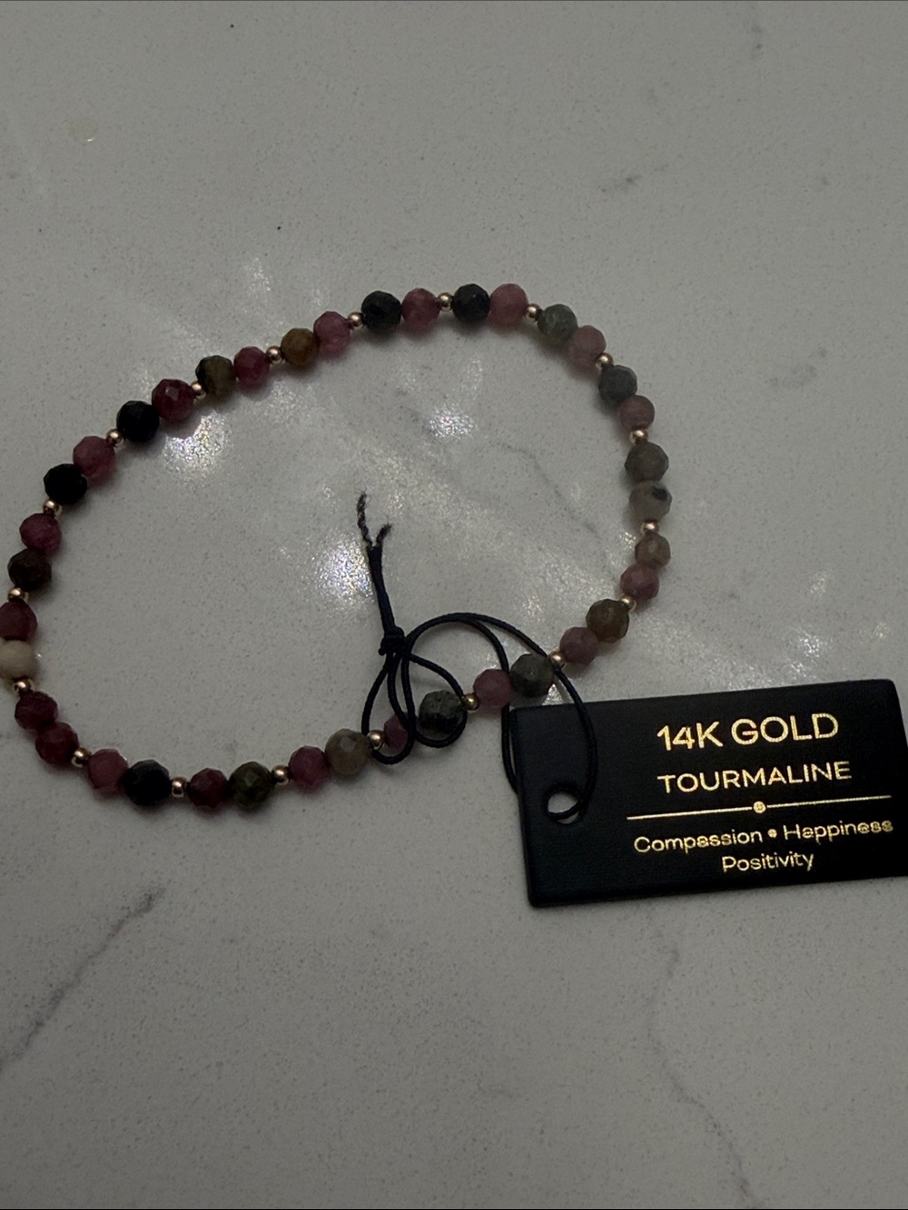 14K Gold  Tourmaline Beaded Bracelet - Multicolor